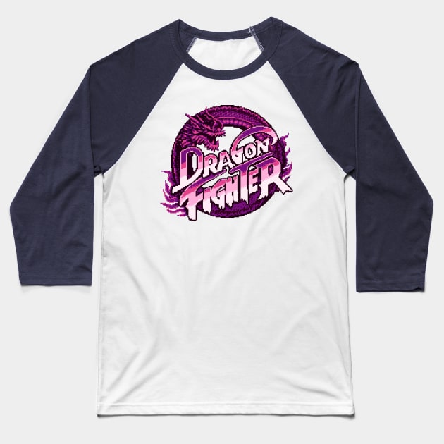 Dragon Fighter (Purple Fire) Baseball T-Shirt by Bootleg Factory